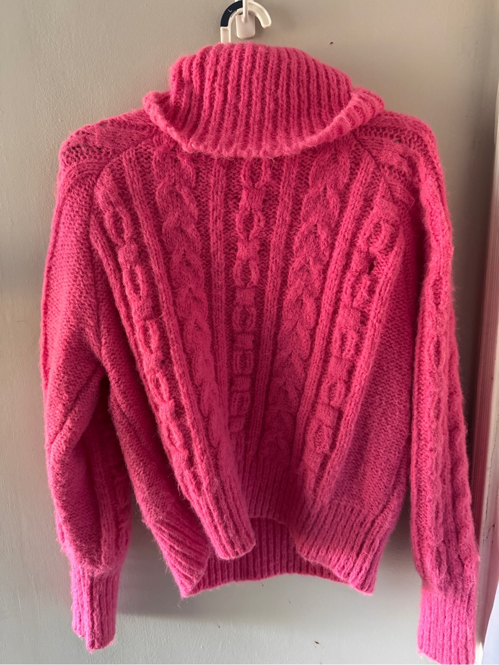 a new day Cable-Knit Turtleneck Sweater in Hot Pink